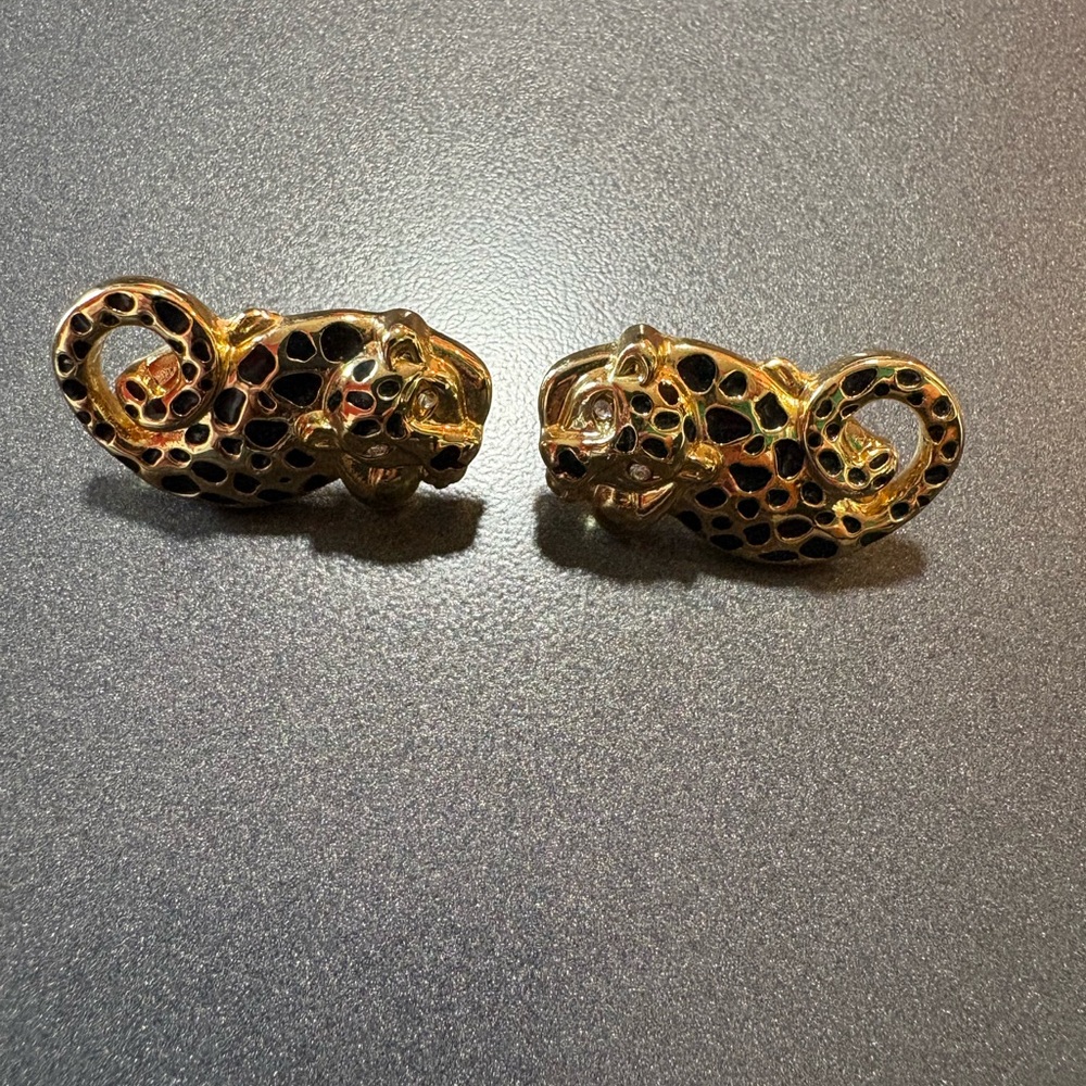 Lilly Pulitzer Gold and Black Leopard Earrings